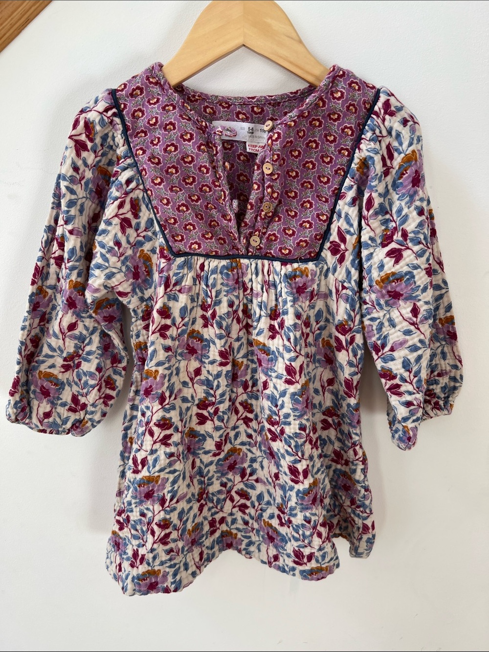Zara Girls Floral Peasant Dress size 5